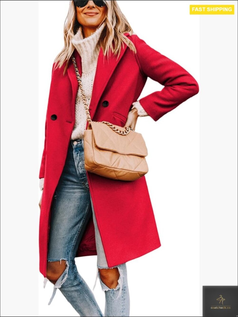 Wool Blend Pea Coat Classic Elegant Slim Fit Notch Lapel Winter Essential